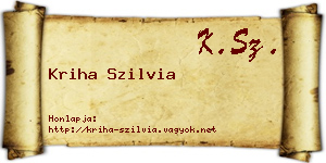 Kriha Szilvia névjegykártya