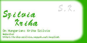 szilvia kriha business card